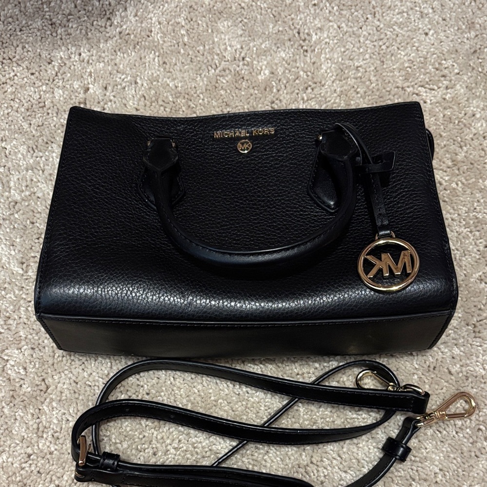 Michael Kors Black Satchel with Gold Details